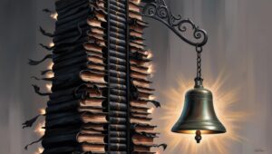 Torre de livros calcinados