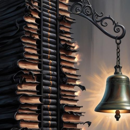 Torre de livros calcinados